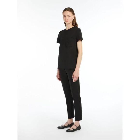MAX MARA Embroidered Logo Pocket T-Shirt Women BLACK T-Shirts & Tops - Picture 5 of 5